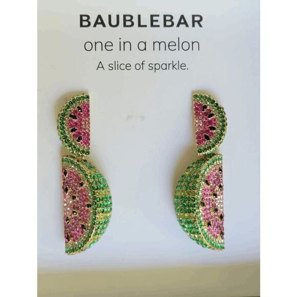 ๐ BAUBLEBAR Crystal WatermelonโSlice Drop Statement Earrings NEW IN BOX - Picture 11 of 14
